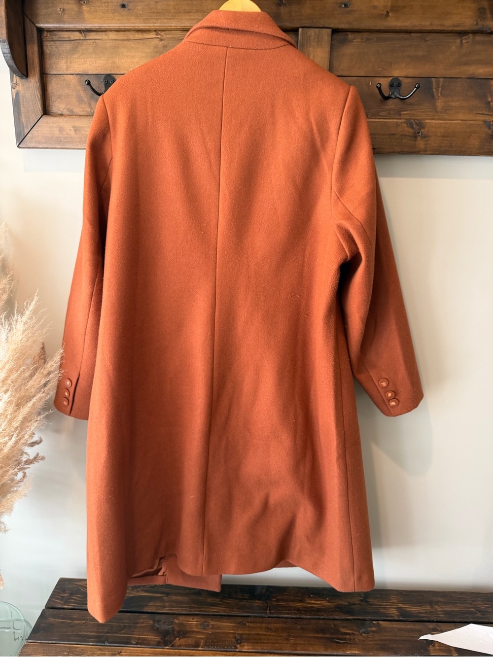 City Chic Burnt Orange Single-Button Wool-Blend Trench Coat - Picture 4 of 4
